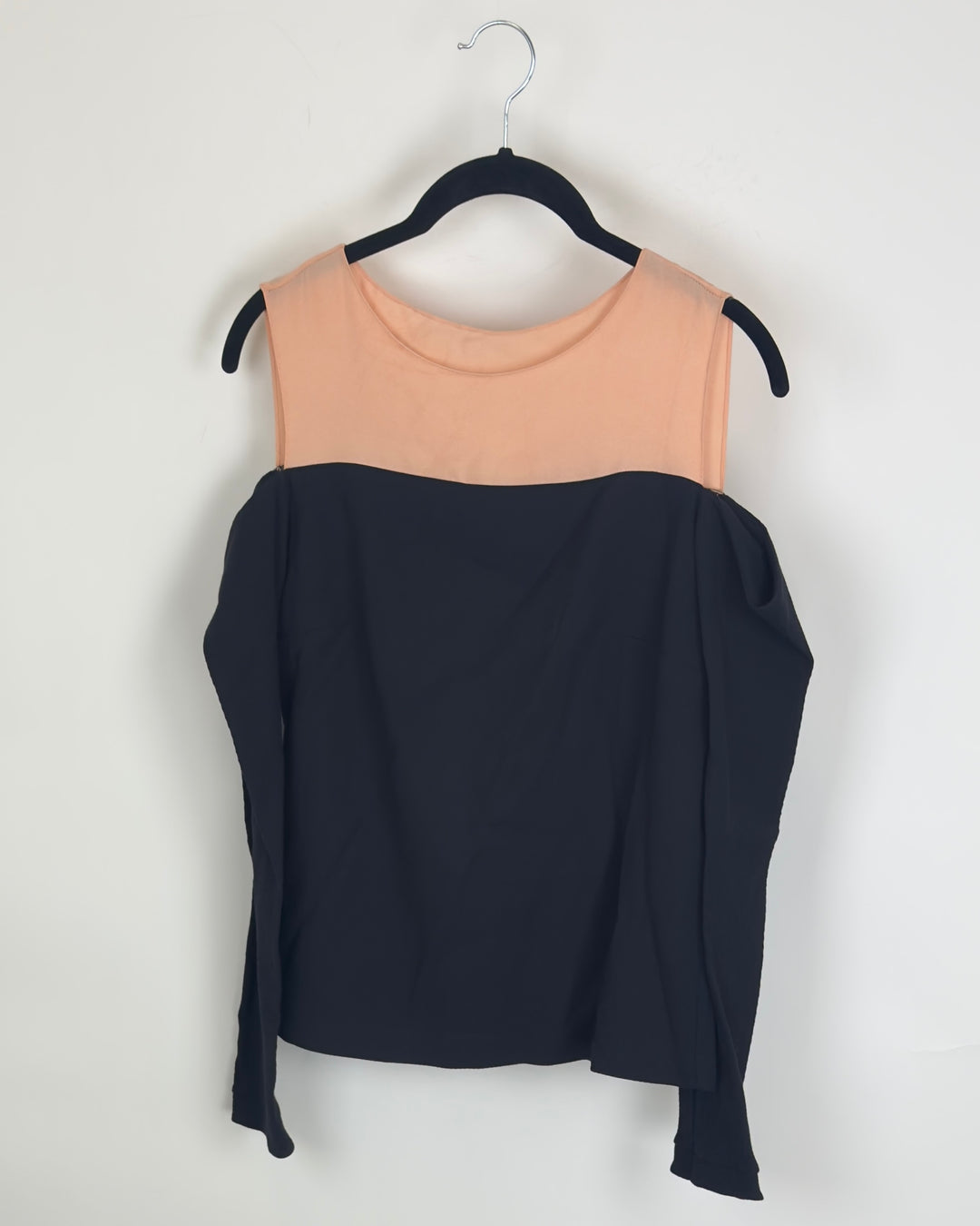 Black and Peach Cold Shoulder Top - Size 4/6