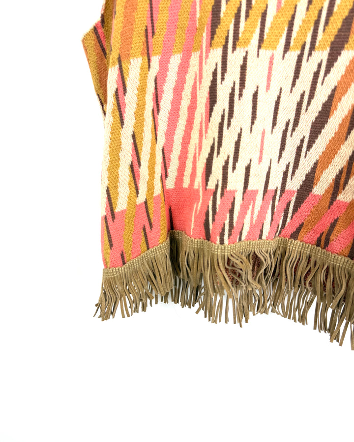 Orange patterned fringe tank - size 2/4