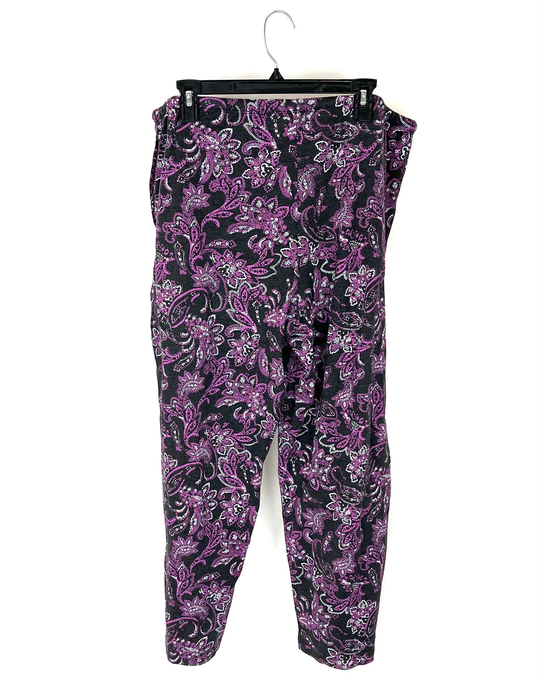 Grey And Purple Paisley Cropped Pajama Pants - Petite 1X