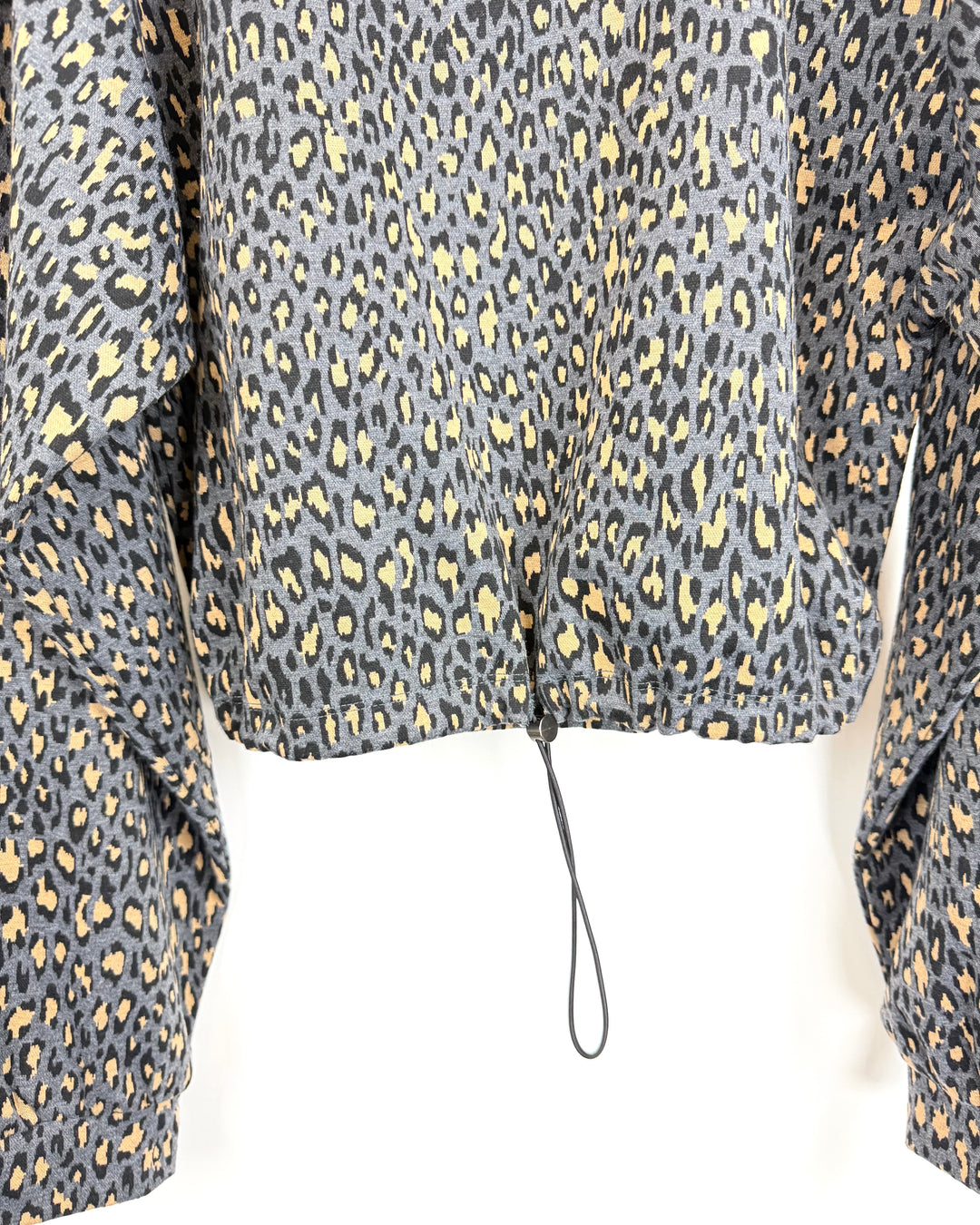 Dark Grey Leopard Mockneck Sweater - Size 4/6