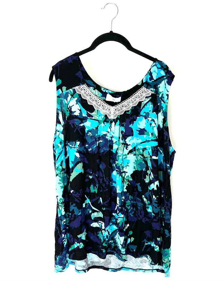 Blue Abstract Sleep Top - Size 18W