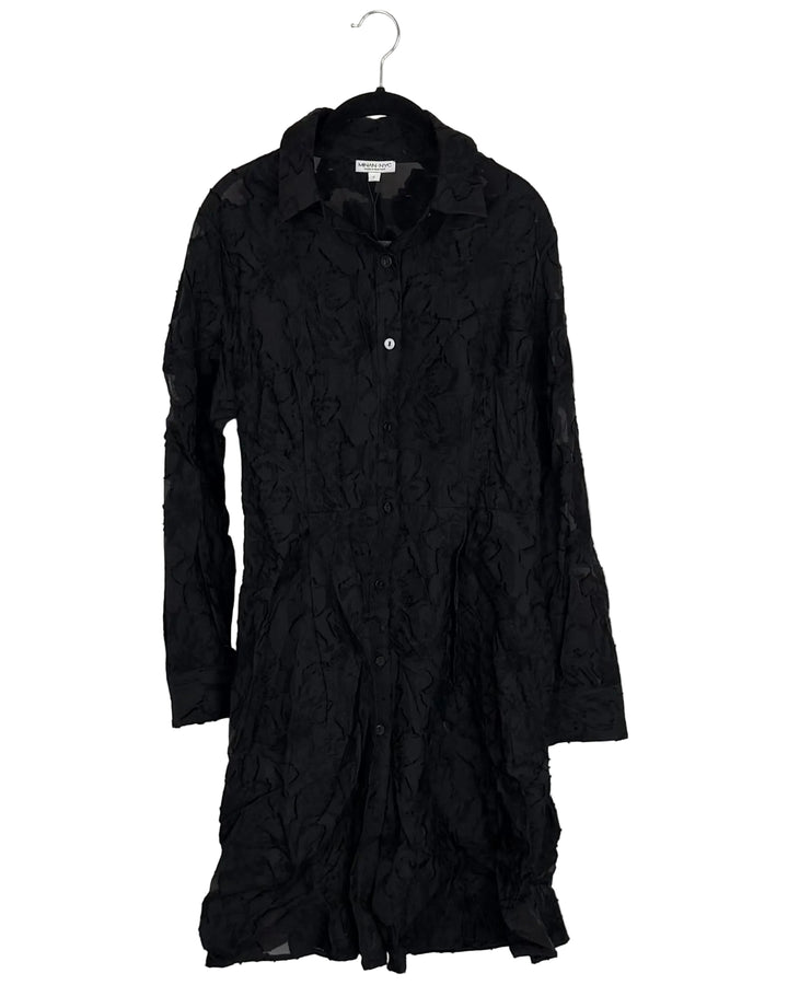 Black Sheer Floral Print Dress - Size 4/6