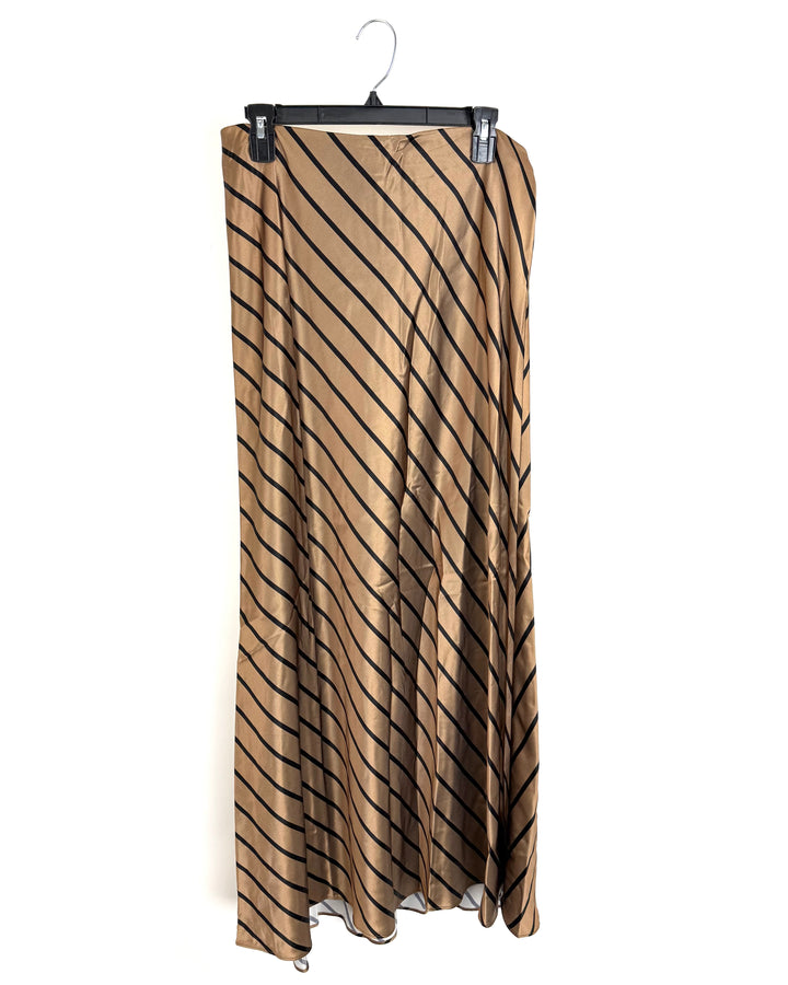 Brown and Black Striped Skirt - Size 8/10