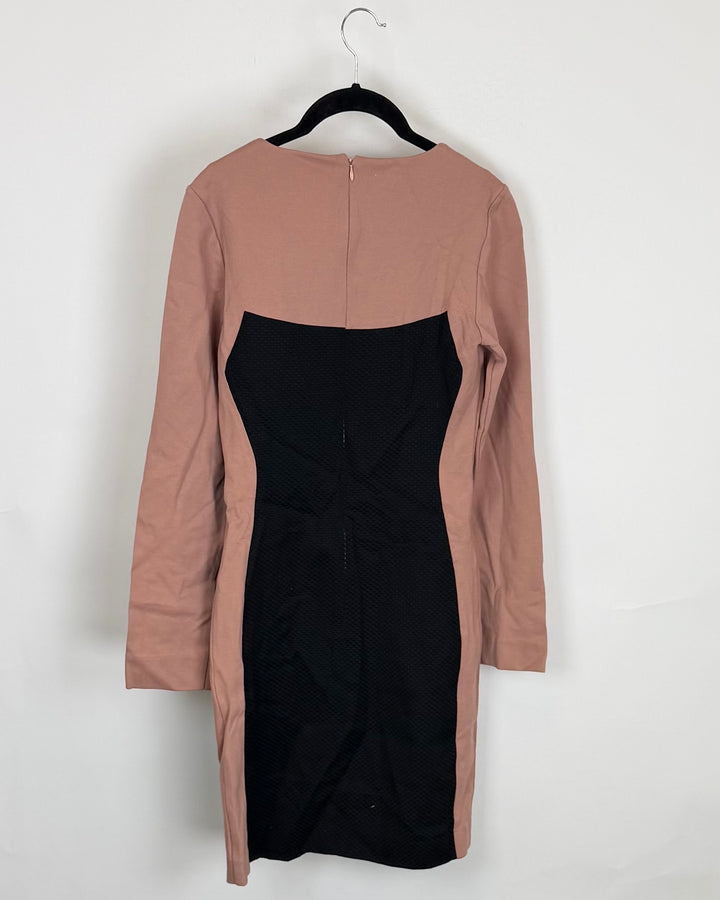 Dusty Pink and Black Bodycon Dress - Size 2/4