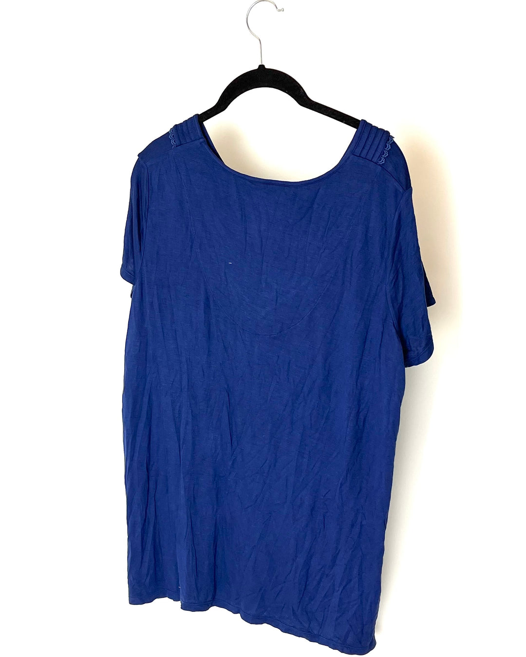 Navy Blue Short Sleeve Loungewear Top - 1X