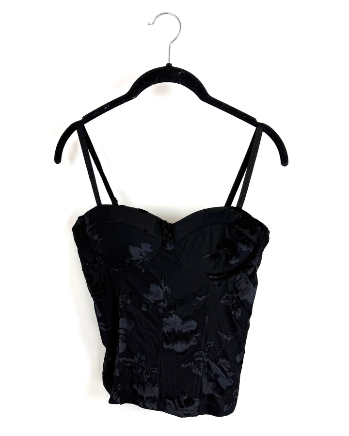 Black Floral Crop Top - Size 2/4