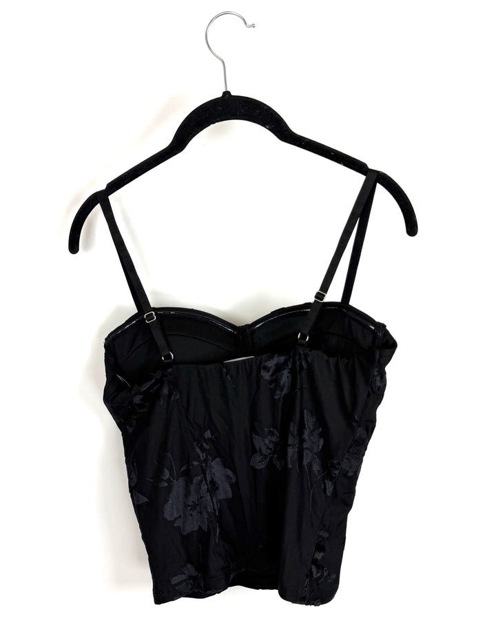 Black Floral Crop Top - Size 2/4