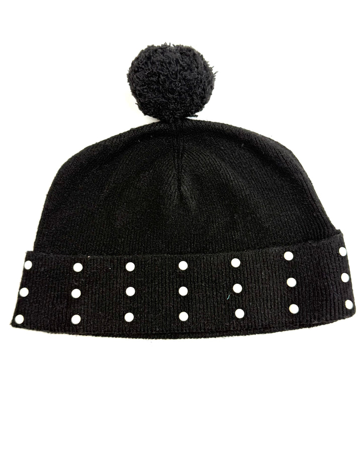 Black Pearl Detail Winter Hat - One Size