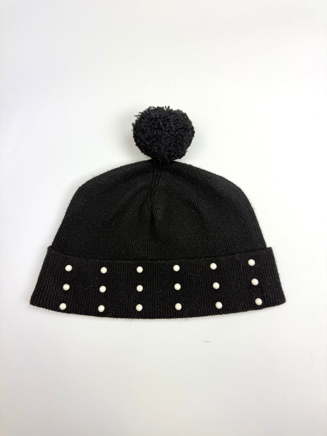 Black Pearl Detail Winter Hat - One Size