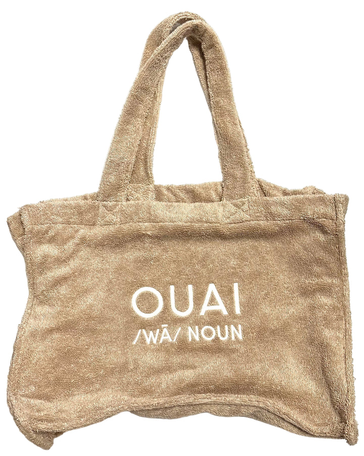 Ouai Beige Terrycloth Tote Bag