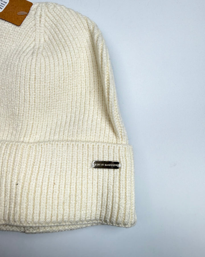 2 Pack Ivory & Black Beanies - One Size