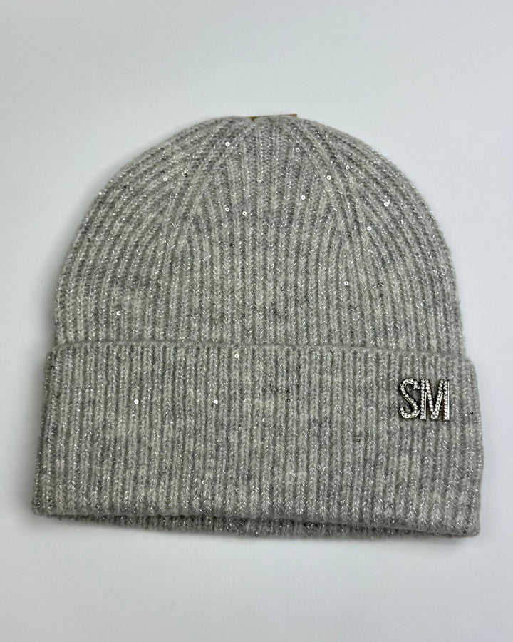 Gray Sequin Winter Hat - One Size