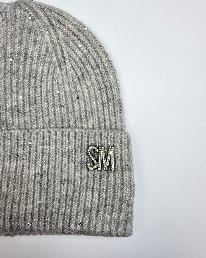 Gray Sequin Winter Hat - One Size