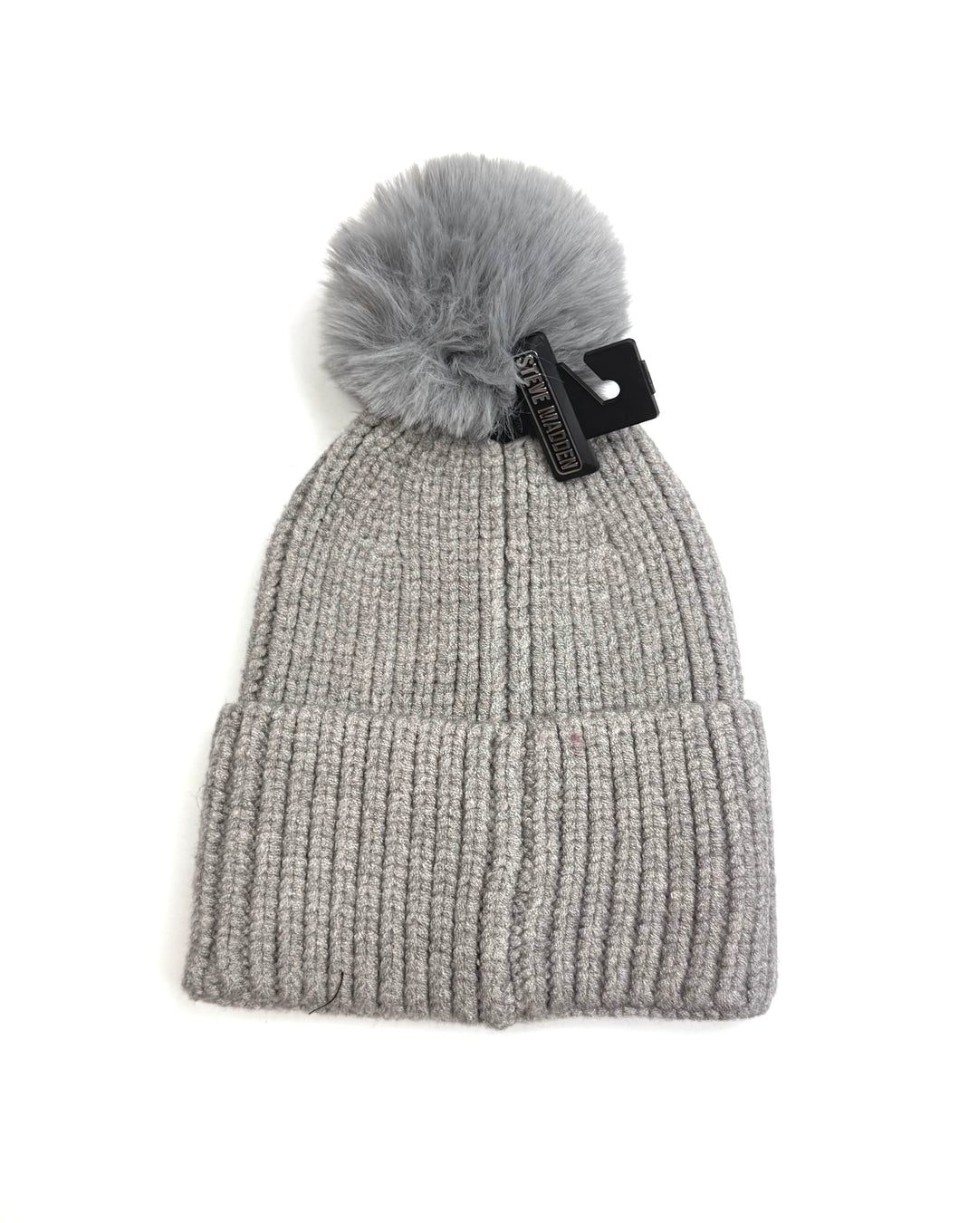 Gray Pom Pom Winter Hat - One Size