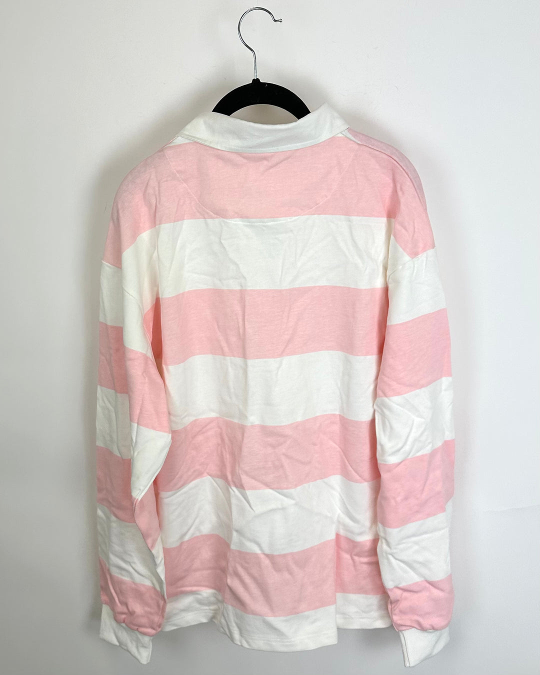 Cocokind Pink and White Striped Polo Shirt - Large
