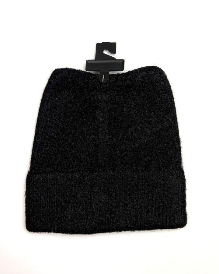 Black Rhinestone Cat Ear Beanie - One Size