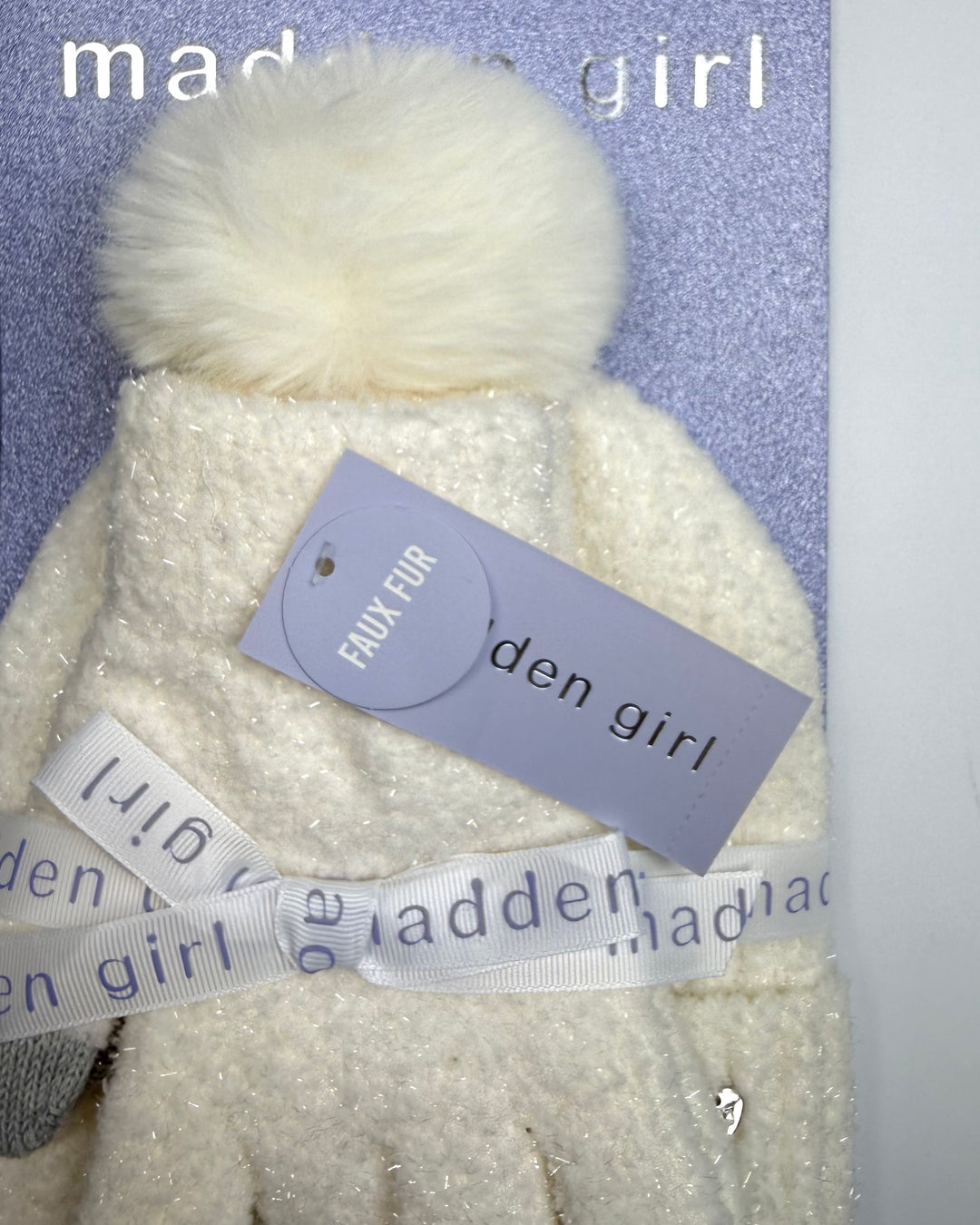 2 Pc Ivory Beanie & Glove Set - One Size