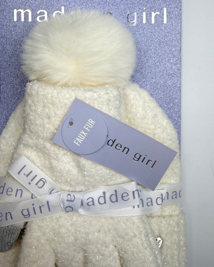 2 Pc Ivory Beanie & Glove Set - One Size