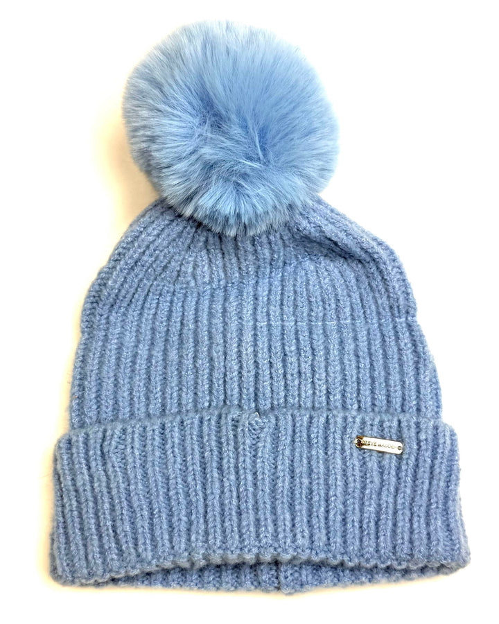 Blue Pom-Pom Winter Hat - One Size