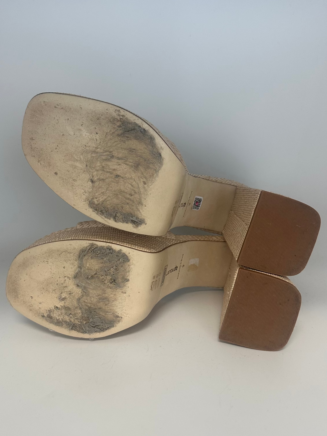 Tan Raffia Platform Mule - Size 6.5