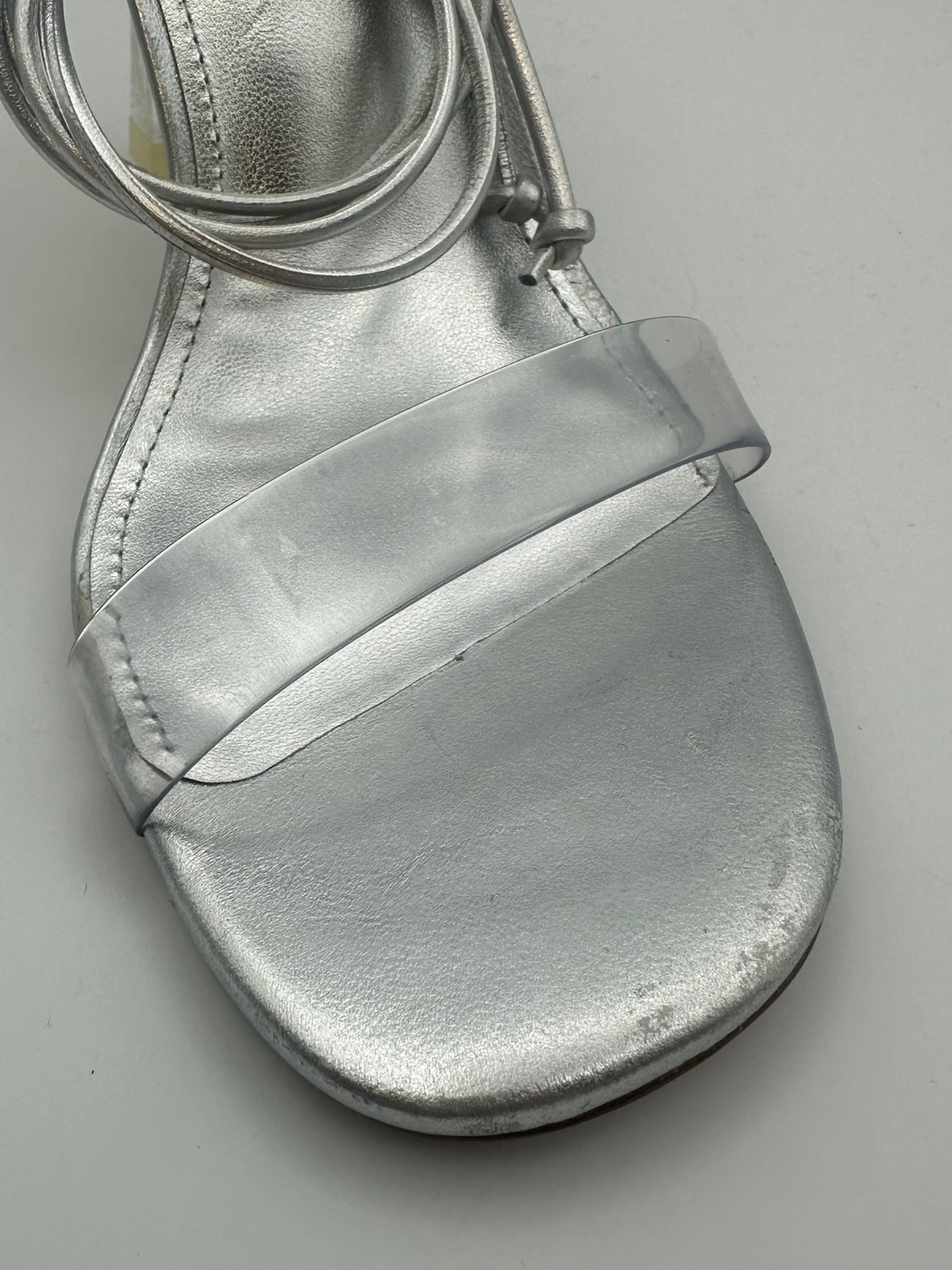 Silver And Clear Lace Up Heel - Size 6