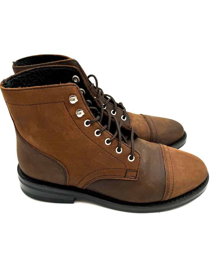 MENS Two Toned Brown Leather Boot - Size 7