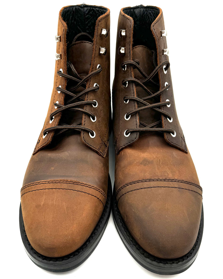 MENS Two Toned Brown Leather Boot - Size 7