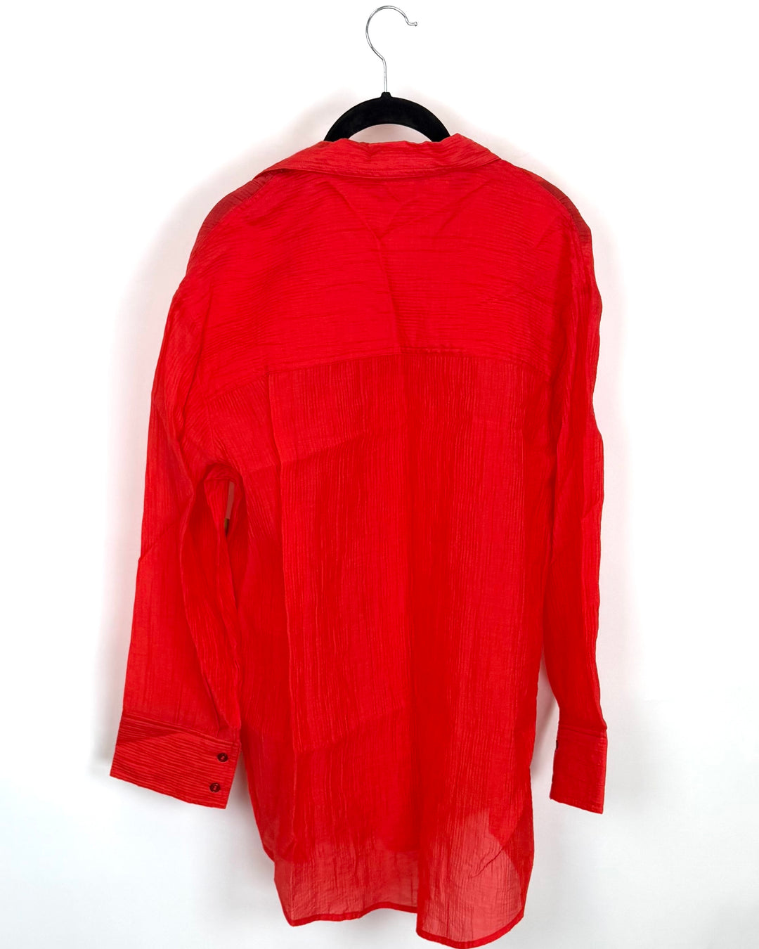 Red Sheer Textured Button-up Top - Size 10/12