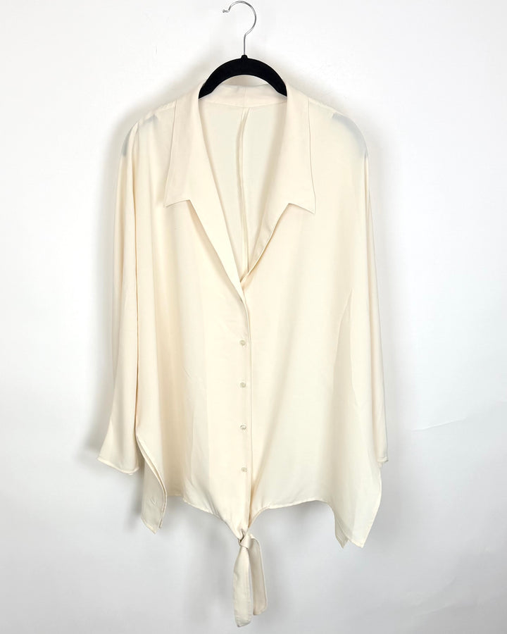 Ivory Tie-Front Blouse - Size 10/12