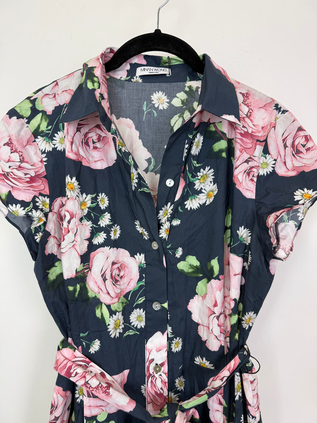 Navy Blue & Pink Floral Long Dress - Size 2/4
