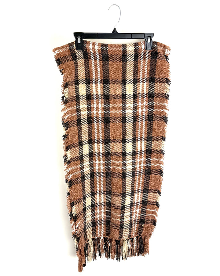 Anne Klein Mixed Brown Plaid Scarf - One Size Fits All