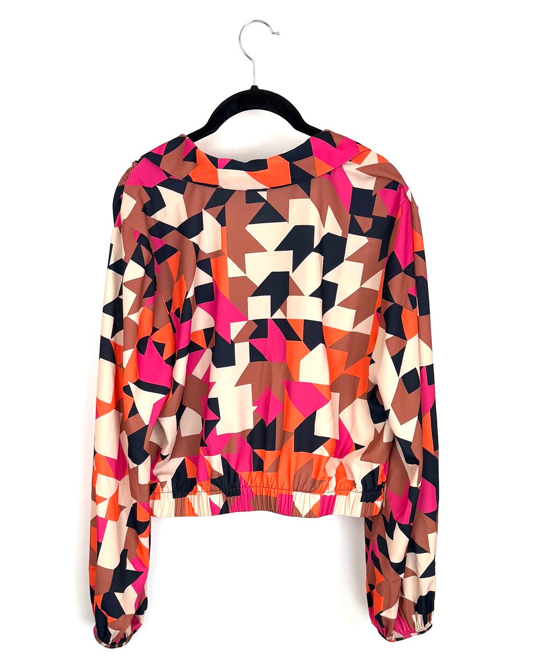Multi Color Geometric Print Cropped Blouse - Size 4/6
