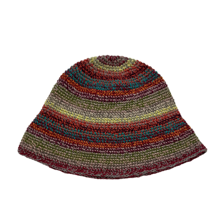 Multi-Color Striped Crochet Bucket Hat