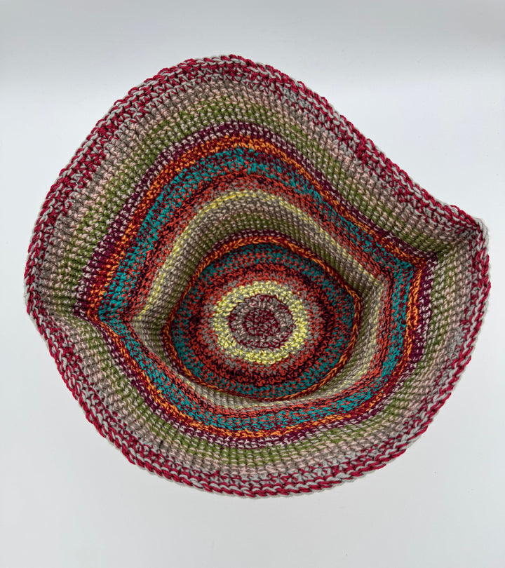 Multi-Color Striped Crochet Bucket Hat
