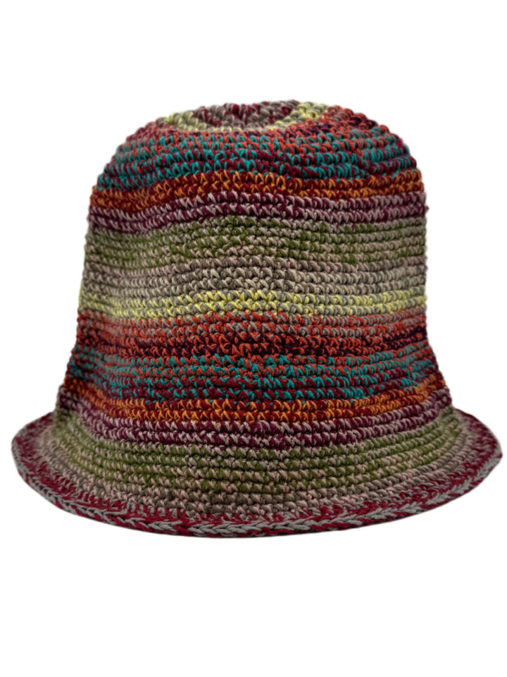 Multi-Color Striped Crochet Bucket Hat