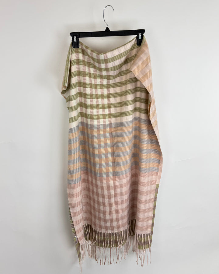 Pink and Green Plaid Scarf