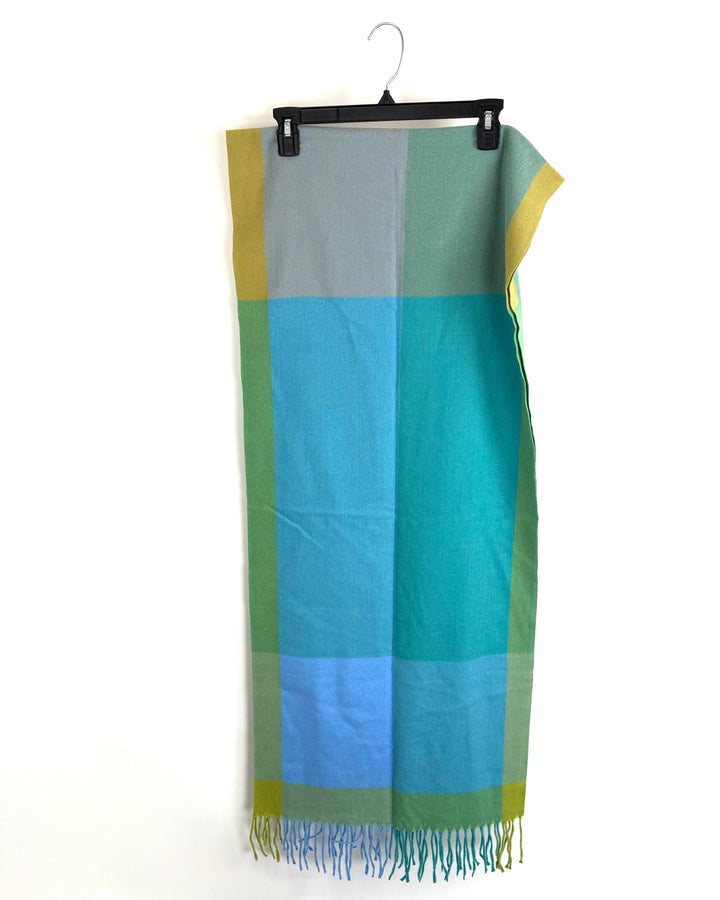 Blue Yellow Green Block Scarf