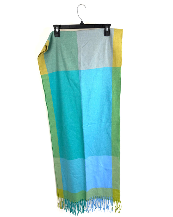 Blue Yellow Green Block Scarf