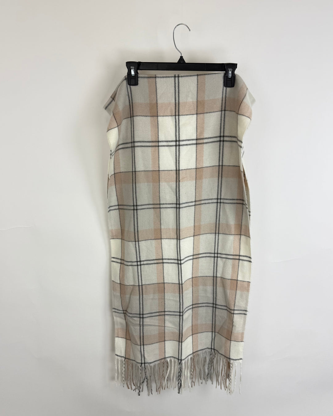Steve Madden Cream and Grey Plaid Scarf - One Size Fits All