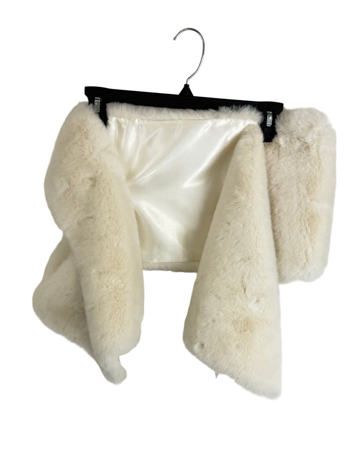 Cream Fuzzy Shawl - One Size Fits All