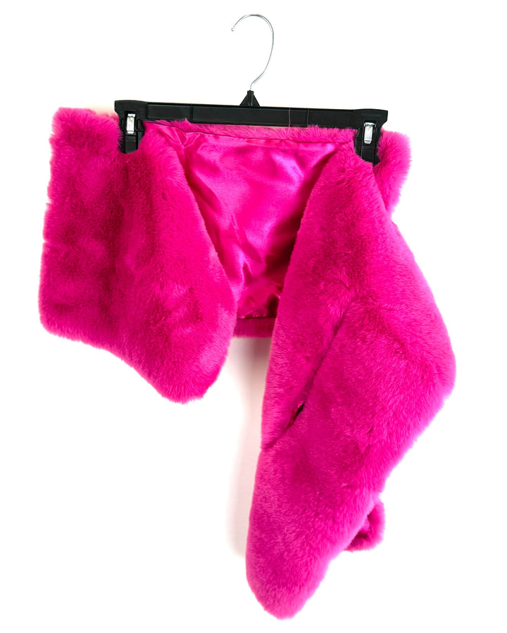 Hot Pink Faux Fur Shawl - One Size Fits All