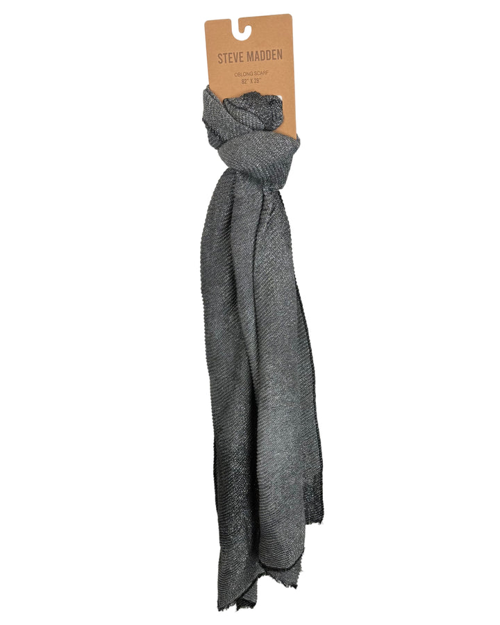 Steve Madden Oblong Black Silver Scarf - One Size Fits All