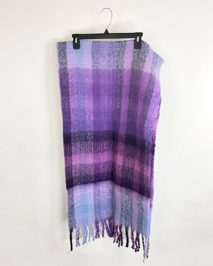 Steve Madden Purple Pink and Blue Plaid Scarf - One Size Fits All