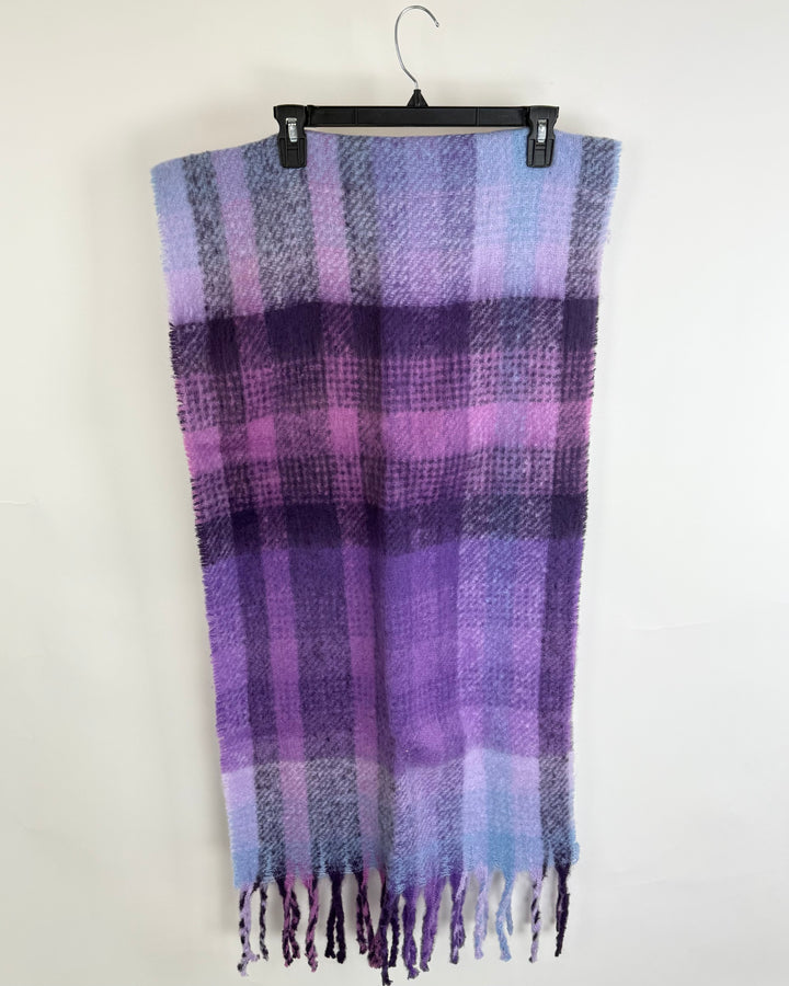 Steve Madden Purple Pink and Blue Plaid Scarf - One Size Fits All