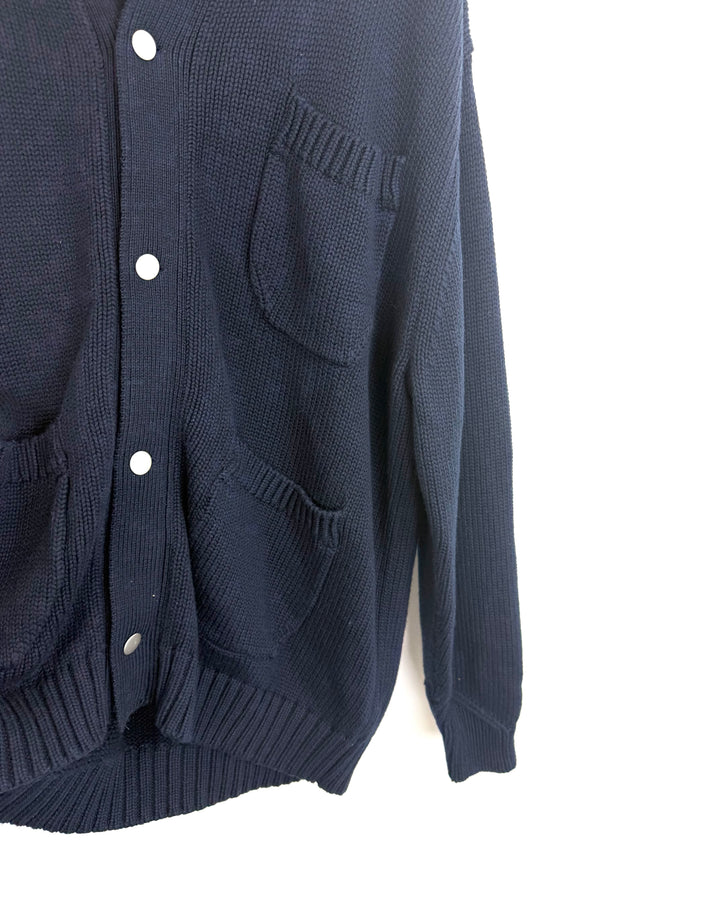 Navy Button Sweater - Large