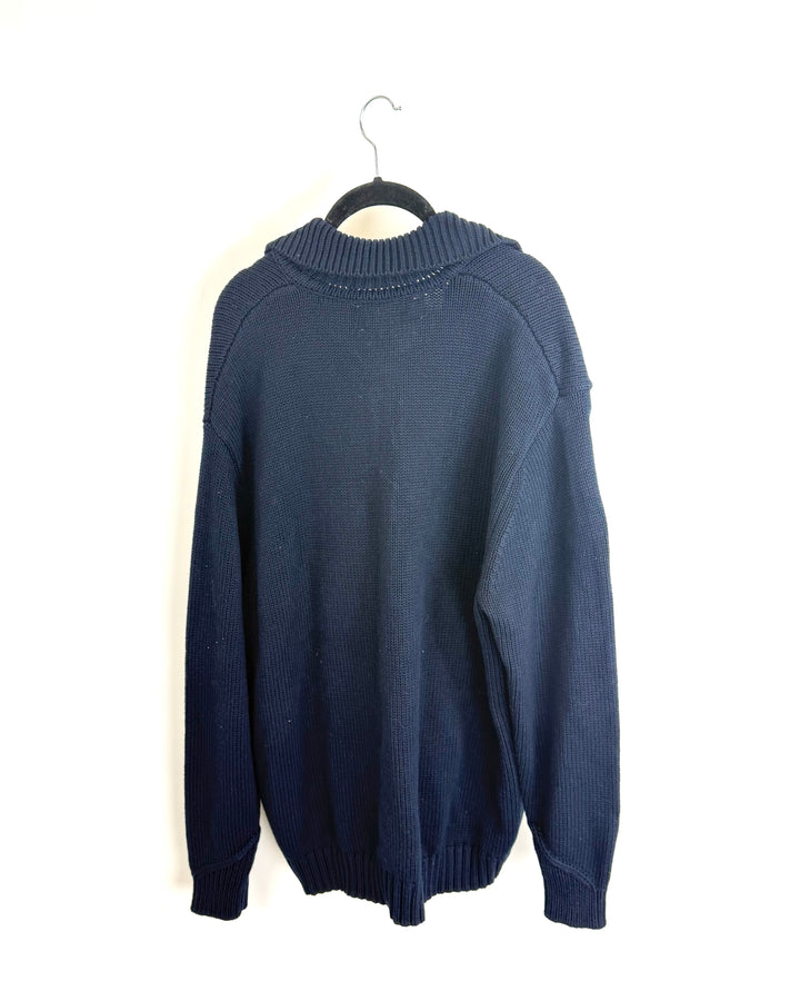 Navy Button Sweater - Large