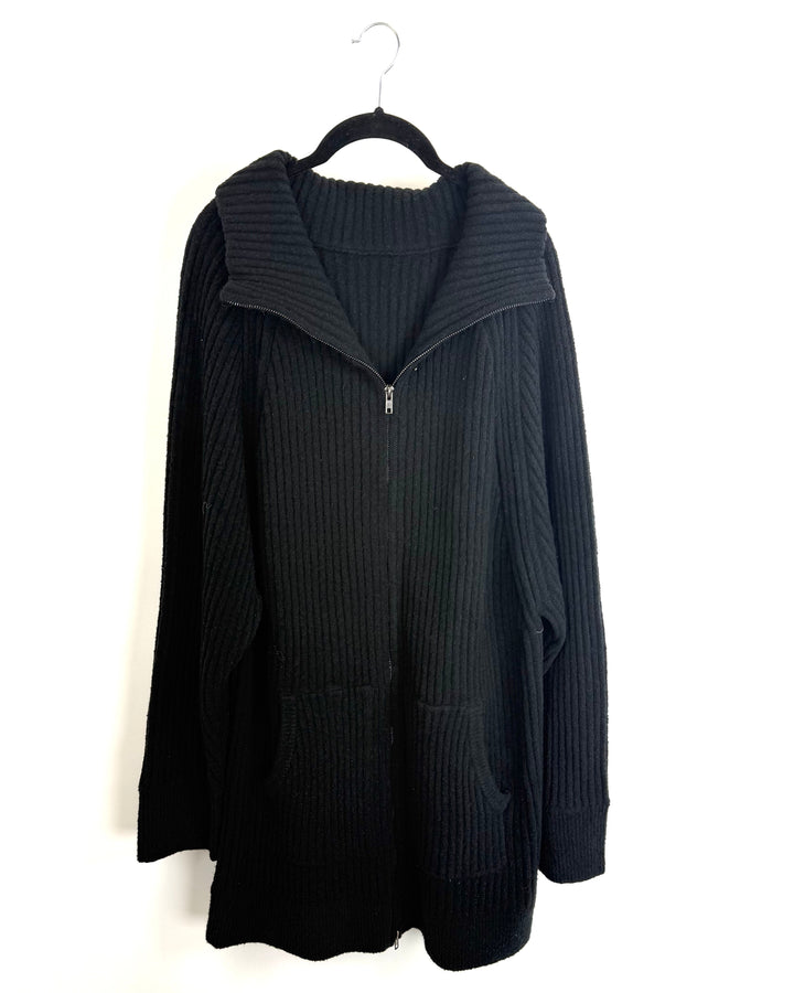 Black Full Zip Up Sweater - Extra Large