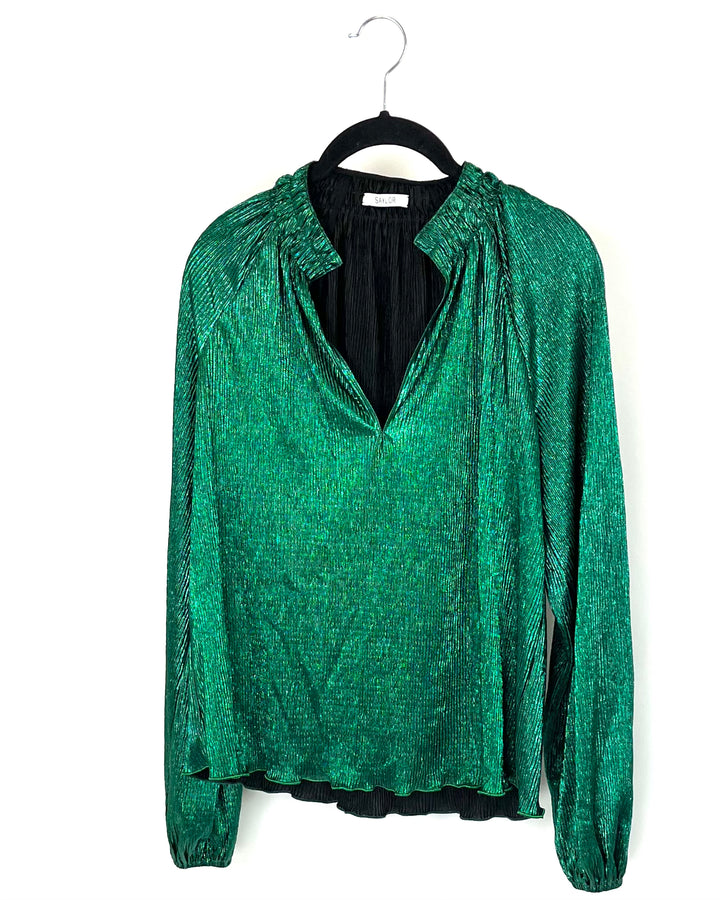 Green Metallic Blouse - Small