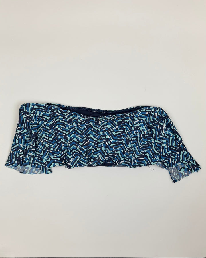 Shades of Blue Ruffle Bandeau Bikini Top - Small