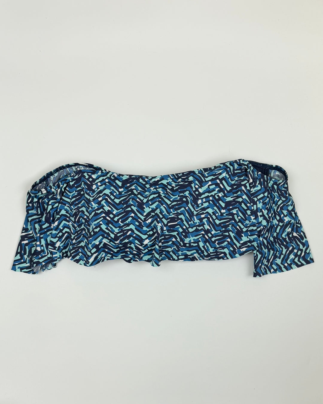 Shades of Blue Ruffle Bandeau Bikini Top - Small